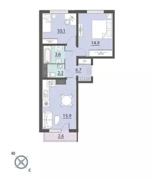 2-комнатная квартира: Екатеринбург, микрорайон Широкая Речка, жилой ...