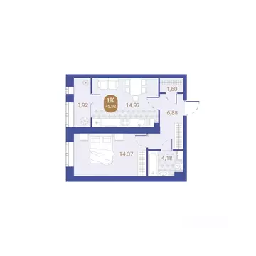 1-к кв. Пензенская область, Пенза Артель жилой комплекс (45.92 м)