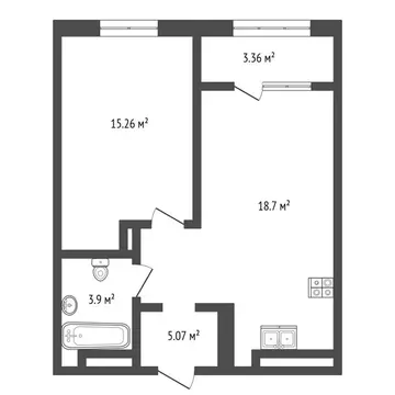 1-комнатная квартира: Тюмень, улица Павла Никольского, 10к1блок1 ...