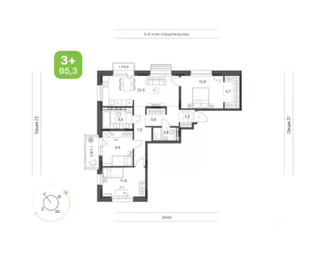 3-к кв. Татарстан, Набережные Челны Премьер-квартал жилой комплекс ...