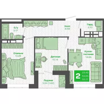 2-к кв. Приморский край, Владивосток Зеленый Бульвар 2 жилой комплекс ...