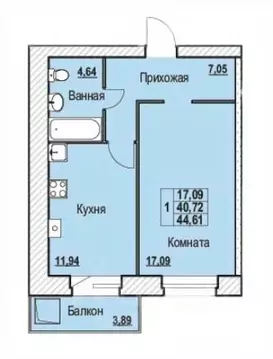 1-к кв. Ярославская область, Ярославль Шпальная ул., 30 (44.61 м)