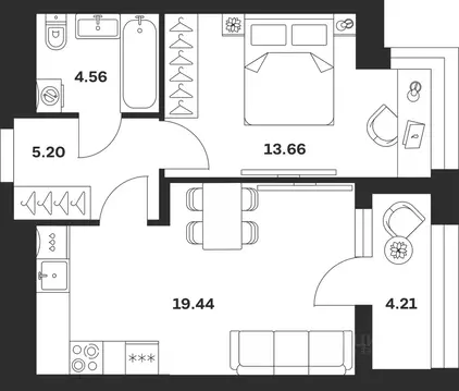 1-к кв. Тульская область, Тула городской округ, с. Осиновая Гора ул. ...