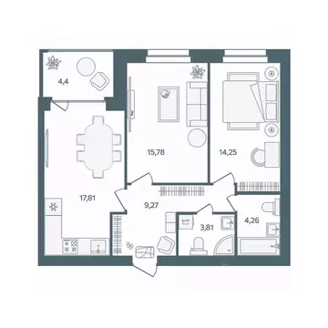 2-к кв. Ярославская область, Ярославль пос. Павловский, Волга-Лайф ...