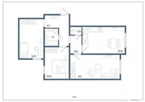 3-к кв. Тверская область, Тверь ул. Левитана, 93А (68.0 м)
