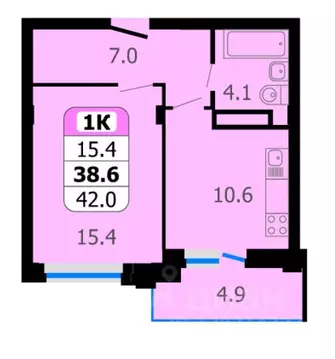 1-к кв. Чувашия, Новочебоксарск Восточная ул., 1к2 (42.0 м)