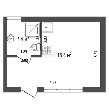 Квартира-студия: Витязево, Солнечная улица, 12А (18.7 м)