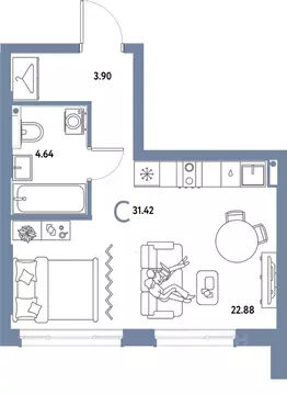 Студия Московская область, Мытищи Страна.Парковая жилой комплекс ...