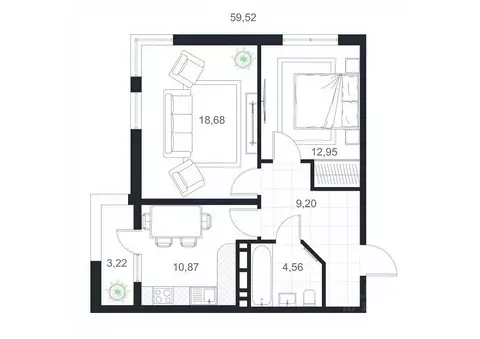 2-к кв. Дагестан, Каспийск просп. Акулиничева (59.52 м)