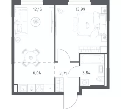 1-к кв. Башкортостан, Уфа ул. Минигали Губайдуллина, 8к9 (39.73 м)