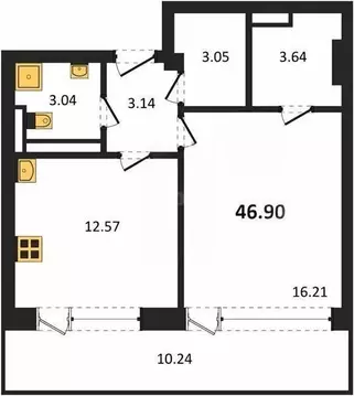 1-комнатная квартира: Севастополь, Парковая улица, 5 (46.91 м)