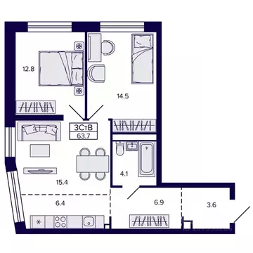 3-к кв. Хабаровский край, Хабаровск ул. Карла Маркса (63.7 м)