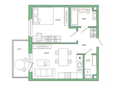 1-к кв. Ленинградская область, Гатчина ул. Чехова, 39 (40.3 м)