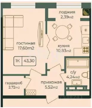 1-к кв. Дагестан, Каспийск просп. Акулиничева (43.2 м)