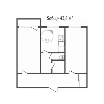 2-к кв. Брянская область, Брянск Ново-Советская ул., 42 (43.8 м)
