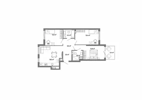 3-к кв. Астраханская область, Астрахань ул. Латышева (85.6 м)