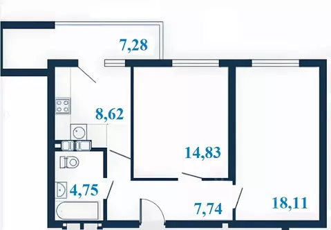 2-к кв. Волгоградская область, Волгоград ул. Клары Цеткин, 1А (57.69 ...