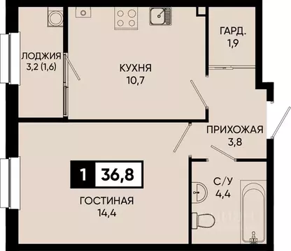 1-к кв. Ставропольский край, Кисловодск городской округ, пос. ...