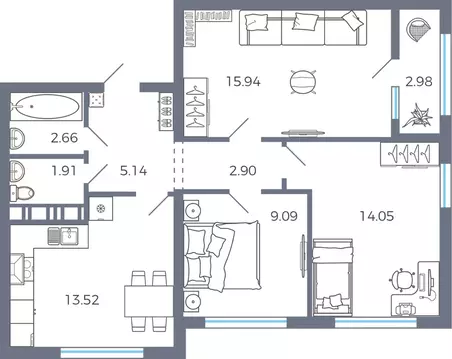 3-к кв. Самарская область, Волжский район, Черноречье с/пос, с. ...