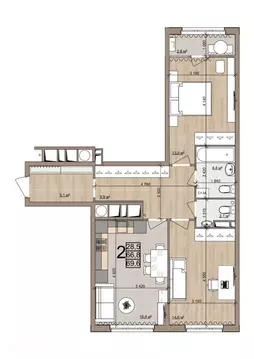 2-к кв. Рязанская область, Рязань Быстрецкая ул., 21к4 (69.6 м)