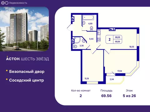 2-комнатная квартира: Новосибирск, Кировский район, Северо-Чемской ...