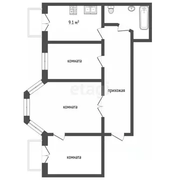 3-к кв. Владимирская область, Муром ул. Льва Толстого, 107 (70.0 м)