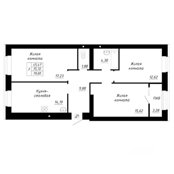 3-к кв. Башкортостан, Стерлитамак Прибрежный мкр,  (79.0 м)