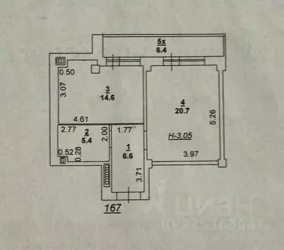 1-к кв. Ростовская область, Ростов-на-Дону пл. Гагарина (53.7 м)