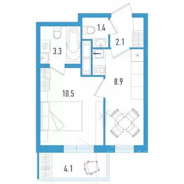 1-к кв. Санкт-Петербург пос. Шушары, просп. Старорусский, 7 (27.4 м)