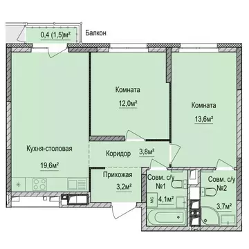 2-к кв. Удмуртия, Ижевск Союзная ул., 8Б (60.25 м)