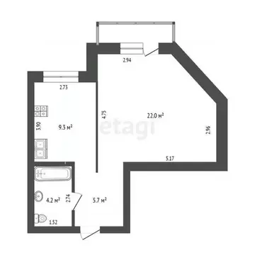 1-к кв. Тюменская область, Тюмень ул. 50 лет Октября, 3 (41.5 м)