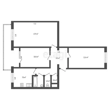 3-комнатная квартира: Первомайское, Советская улица, 1 (64 м)