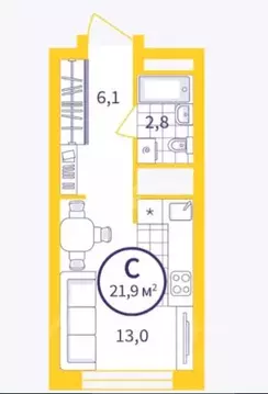 Студия Свердловская область, Екатеринбург ул. Щербакова, 82 (23.67 м)