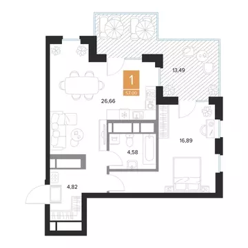 1-к кв. Курская область, Курск Парковый квартал Чувства жилой комплекс ...