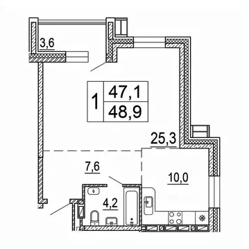 1-к кв. Приморский край, Уссурийск Горизонты жилой комплекс (48.9 м)