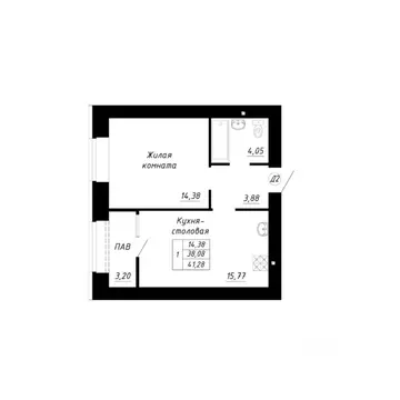1-к кв. Башкортостан, Стерлитамак Прибрежный мкр,  (41.28 м)