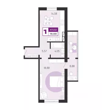 1-к кв. Брянская область, Брянск Литейная ул., 67 (47.02 м)