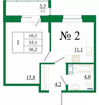 1-к кв. Ленинградская область, Гатчина Красносельское ш., 4А (36.2 м)