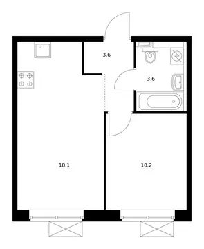 1-комнатная квартира: Москва, Варшавское шоссе, 282к1 (35.5 м)