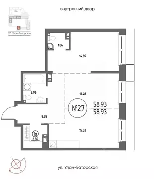2-к кв. Иркутская область, Иркутск Макс жилой комплекс (58.93 м)