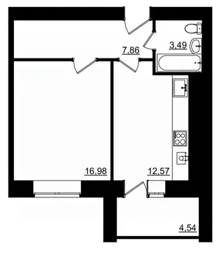 1-к кв. Костромская область, Кострома Малышково мкр,  (43.14 м)