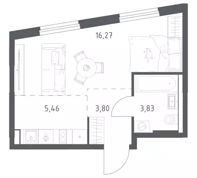 1-к кв. Башкортостан, Уфа ул. Минигали Губайдуллина, 8к9 (29.36 м)