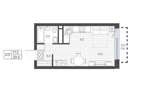 Студия Дагестан, Дербент ул. Сальмана (29.45 м)