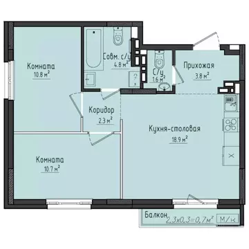 2-к кв. Удмуртия, Завьяловский район, с. Первомайский ул. Строителя ...