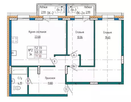3-к кв. Саха (Якутия), Якутск ул. Кузьмина, 18 (71.38 м)