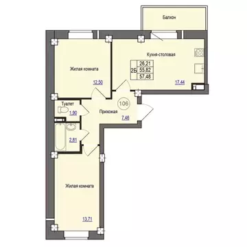 2-к кв. Псковская область, Псковский район, Завеличенская волость, д. ...