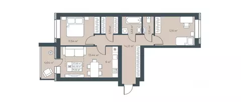 3-к кв. Нижегородская область, Выкса инженера Шухова кв-л,  (71.12 м)