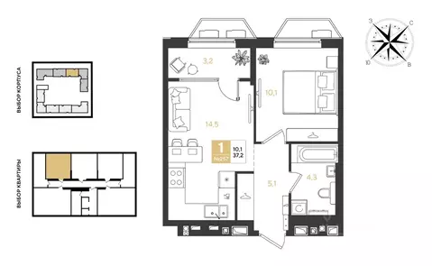 1-к кв. Краснодарский край, Краснодар Самолет кв-л,  (37.2 м)