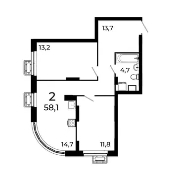 2-комнатная квартира: Нижний Новгород, квартал Кооперативный посёлок ...