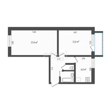 2-к кв. Ямало-Ненецкий АО, Надым Полярная ул., 4 (43.5 м)